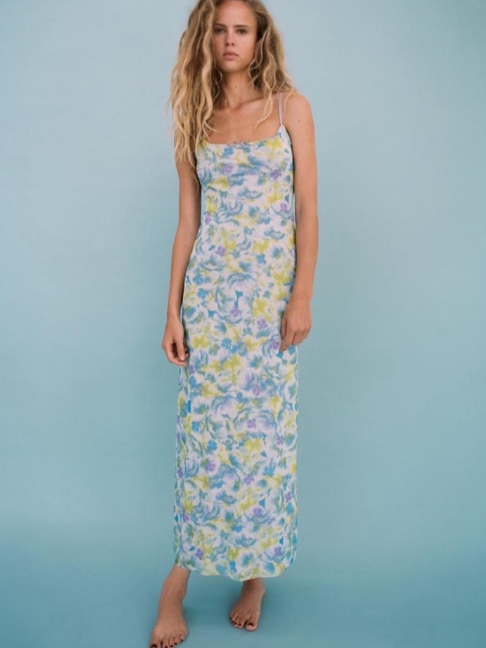 Zara tulle printed midi dress